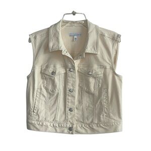 LOFT Denim Trucker Vest in Ivory Size Small